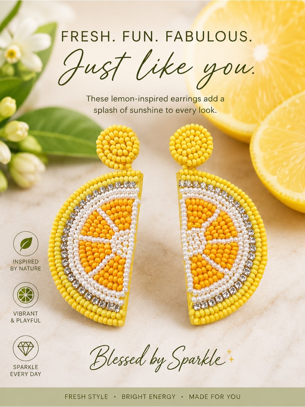 paparazzi Yellow Lemon Slice Beaded Drop Earrings